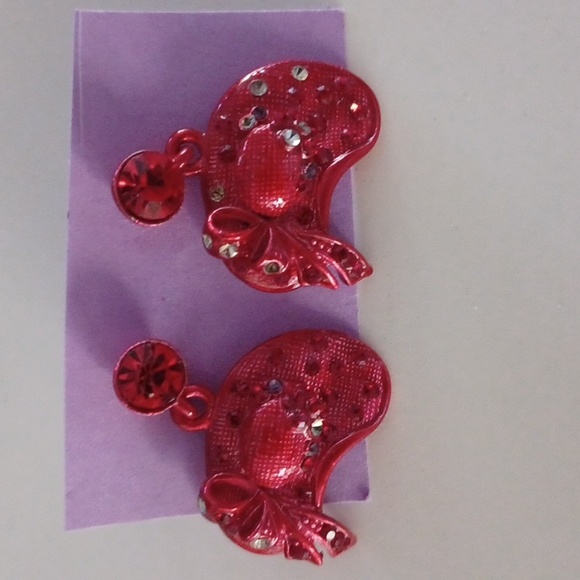 Red Hat Society Brooch Pin and Earring Set - New - Picture 3 of 7